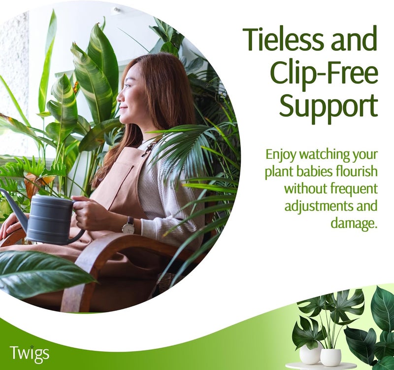 Twigs Ga Plant Support Stakes for Indoor & Outdoor Use, Durable Trellis Alternative for Climbing & Potted Plants, Houseplant Stem Holder Structures - Monstera (Dark Green), 10 Pack, 22" L, Original - Image 3